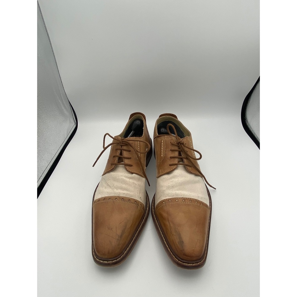Giorgio Brutini Men's 250504 Oxford Dress Shoes Tan & Canvas Cap Toe Size 10M